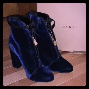 Zara Velvet Blue Bootie